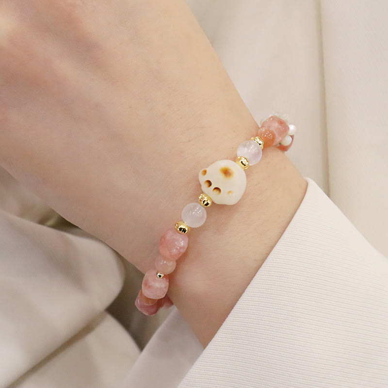 Pulsera de soporte con piedras de Buda, ágata verde, piedra solar, ojo de gato, semilla de Bodhi y pata de gato