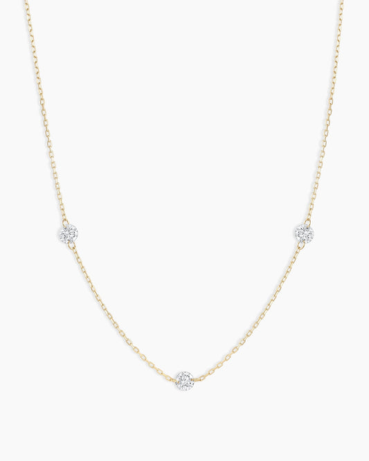 Floating Diamond Stationary Trio Necklace
