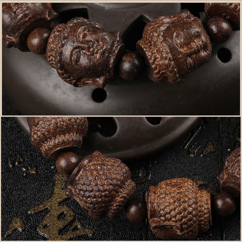Buddha Stones Adlerholz Buddha geschnitzt Ruhe Armband
