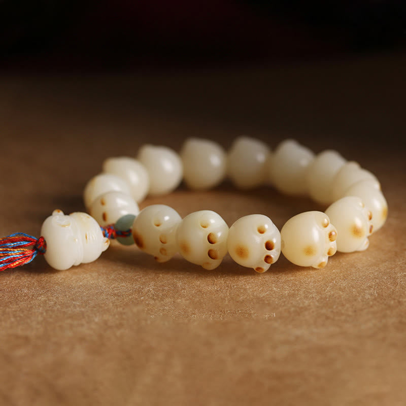 Pulsera de armonía con pata de gato y semillas de bodhi de gato de la suerte con piedras de Buda