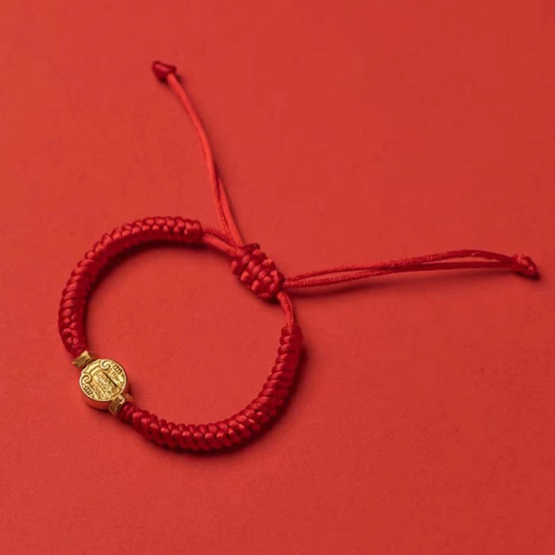 Pulsera trenzada hecha a mano con nudo de reencarnación y protección de los dioses de la riqueza, piedras de Buda y cinco direcciones