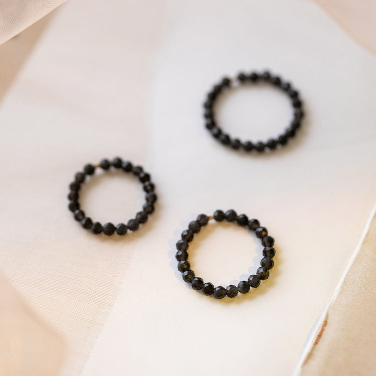 Ultra-fine 3mm Black Obsidian Ring