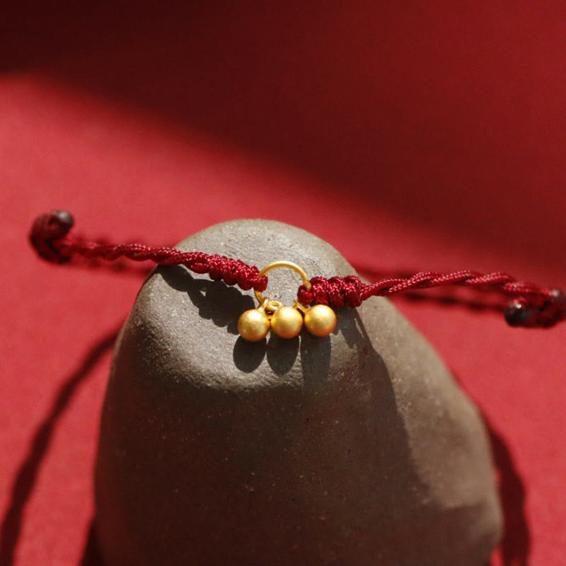 Buddha Stones 925 Sterling Silber vergoldet Glücksarmband mit roter Schnur