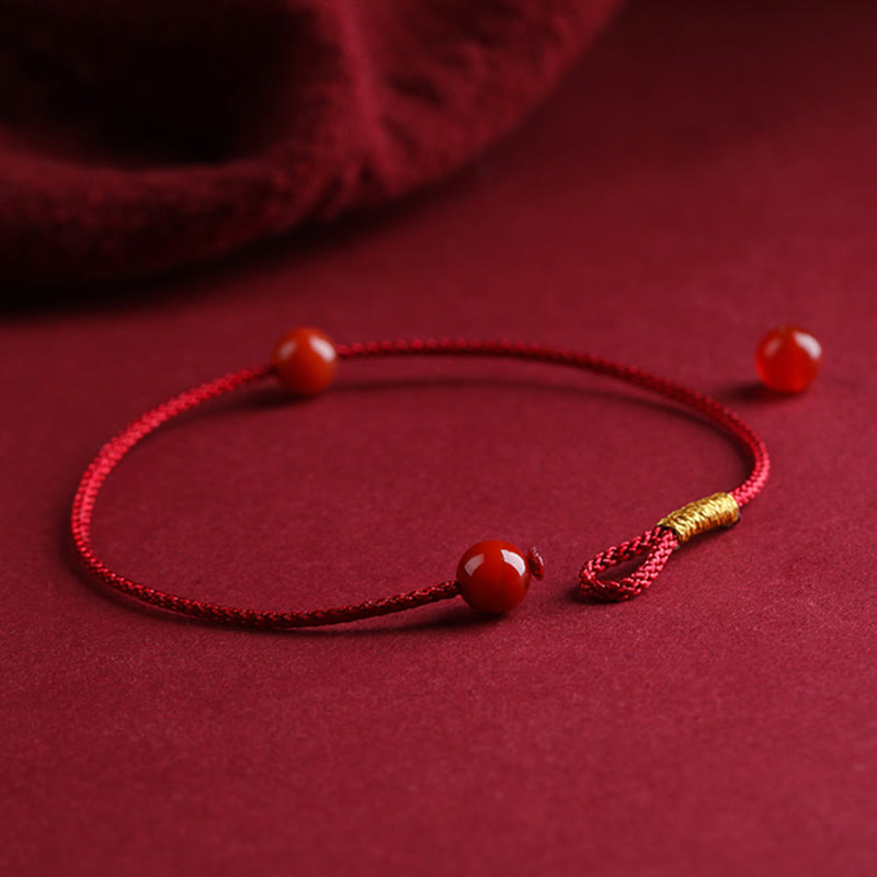 Buddha Stones Natürlicher Zinnoberroter Achat Segen Rotes Armband