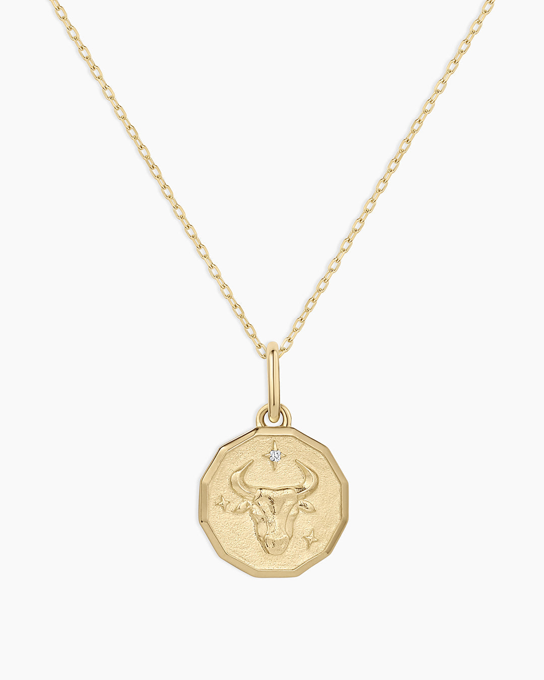 Diamond Zodiac Coin Charm Necklace