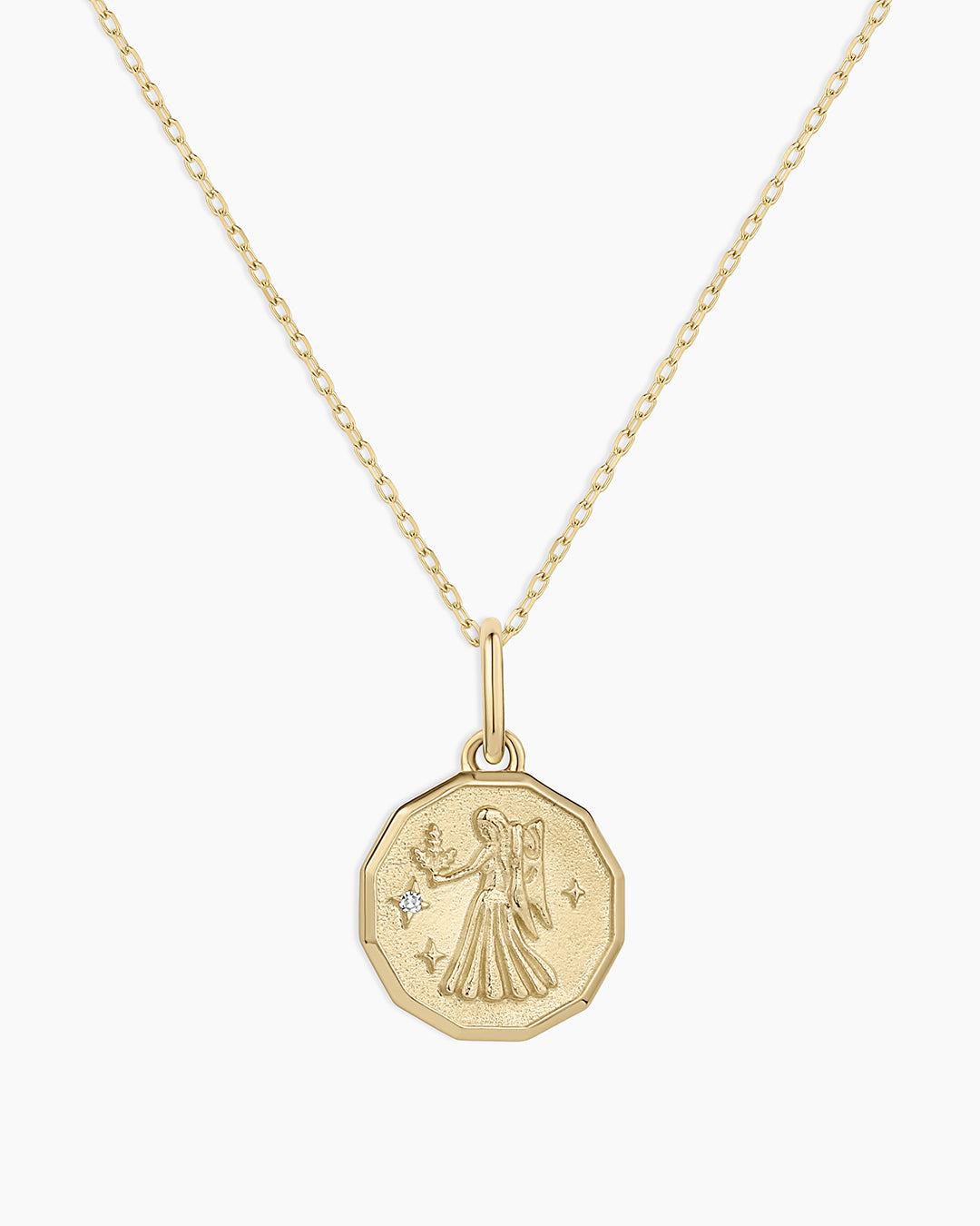 Diamond Zodiac Coin Charm Necklace