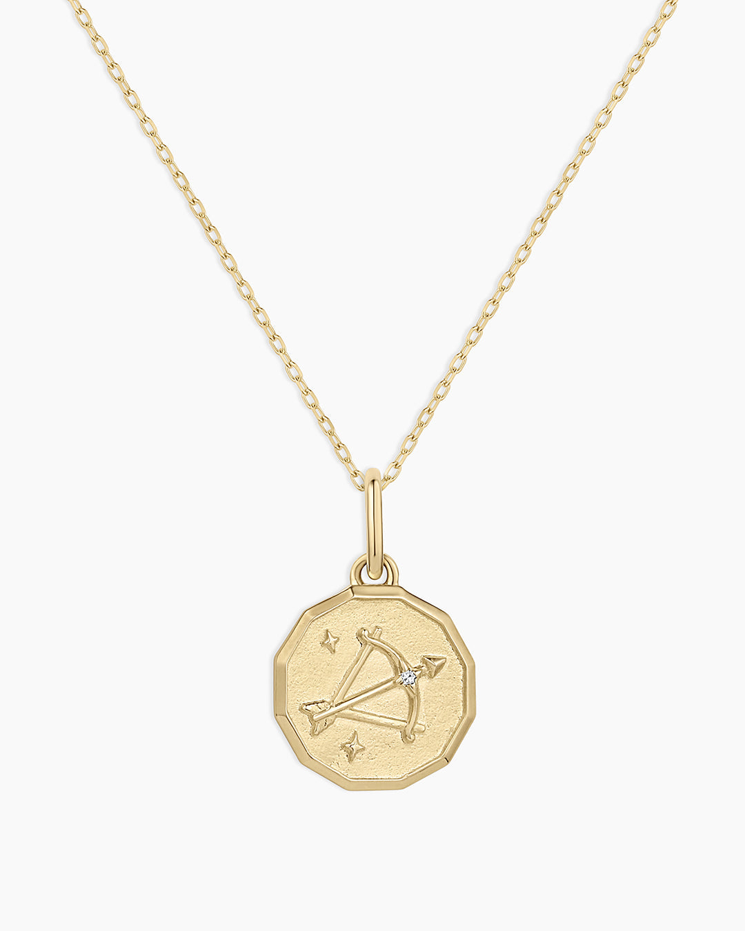 Diamond Zodiac Coin Charm Necklace