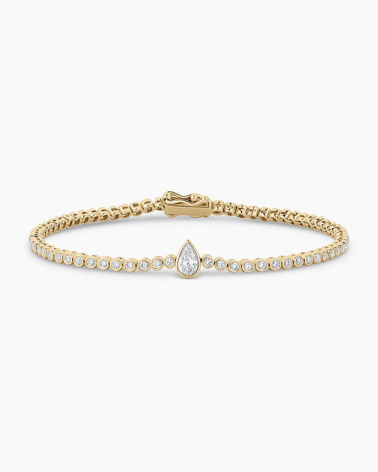 Pulsera de tenis con forma de pera y diamantes cultivados en laboratorio