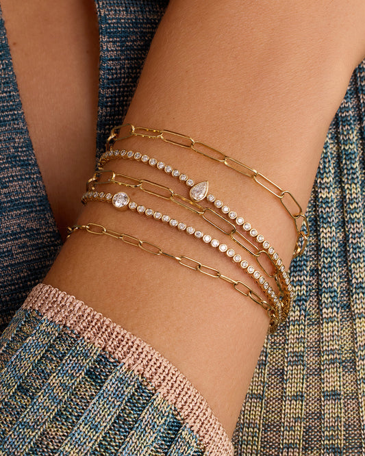 Pulsera de tenis con forma de pera y diamantes cultivados en laboratorio