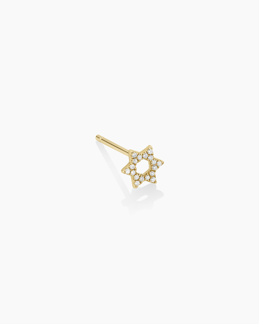 Pendientes de tuerca individuales con estrella de David de diamantes
