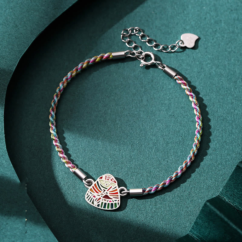 Buddha Stones 925 Sterling Silber Zongzi Muster Glück Mehrfarbig Handgefertigtes Armband