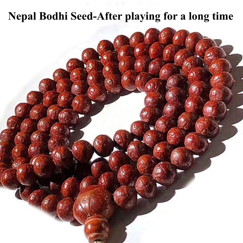 Pulsera con borlas de 108 cuentas de Mala Bodhi de Nepal, con semillas de Buda y riqueza