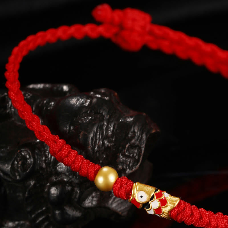 Buddha Stones 999 Gold Glück Koi Fisch Handgefertigtes geflochtenes Schnurarmband