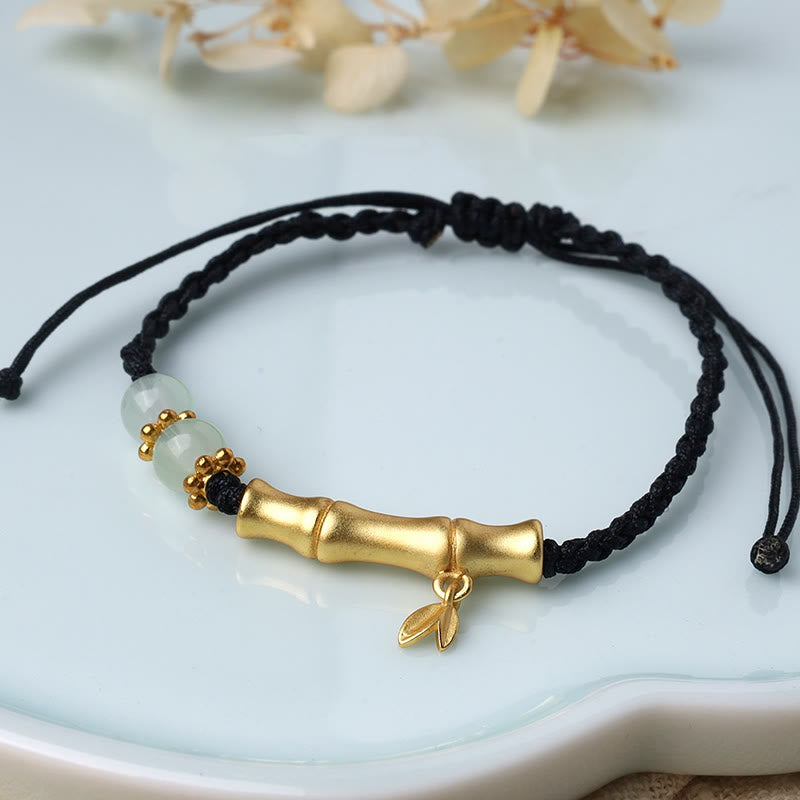 Pulsera trenzada con diseño de bambú y piedras de Buda para la suerte y la fuerza
