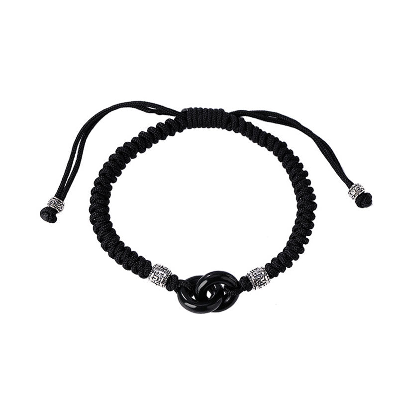 Pulsera de la suerte con piedras de Buda, jade negro hetiano natural, doble hebilla de la paz y símbolo de la esvástica, en plata de ley 925