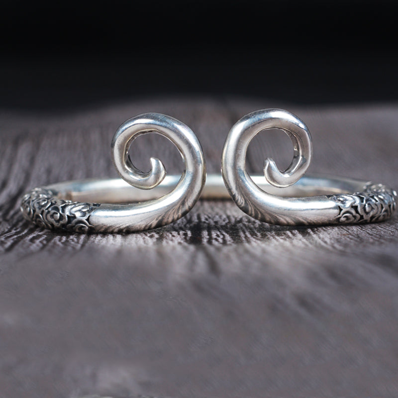 Adjustable 999 Sterling Silver Sun Wukong Couple Bracelet with Tightening Spell Design - Touch Bling