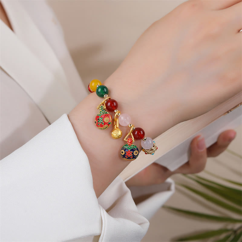 Buddha Stones Gold Swallowing Beast Family Verschiedene Achat Kristall Erfolg Armband