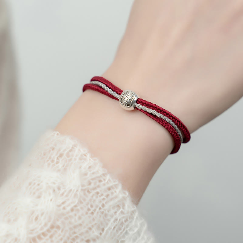 Pulsera de cuerda con piedras de Buda en plata de ley 925, con la diosa de la riqueza y la suerte del zakiram tibetano.