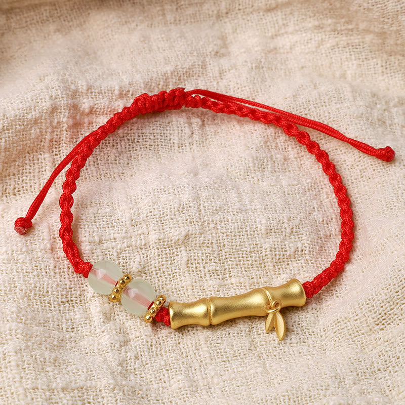 Pulsera trenzada con diseño de bambú y piedras de Buda para la suerte y la fuerza