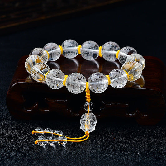 Pulsera curativa de loto con piedras de Buda, cristal blanco del Tíbet, mitad demonio, mitad Buda, corazón, Sutra