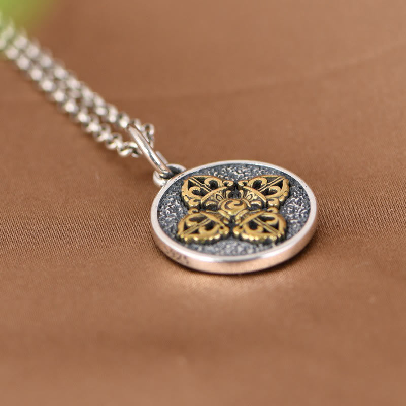 Collar con colgante de bendición de vajra con doble dorje de plata de ley 925 y piedras de Buda