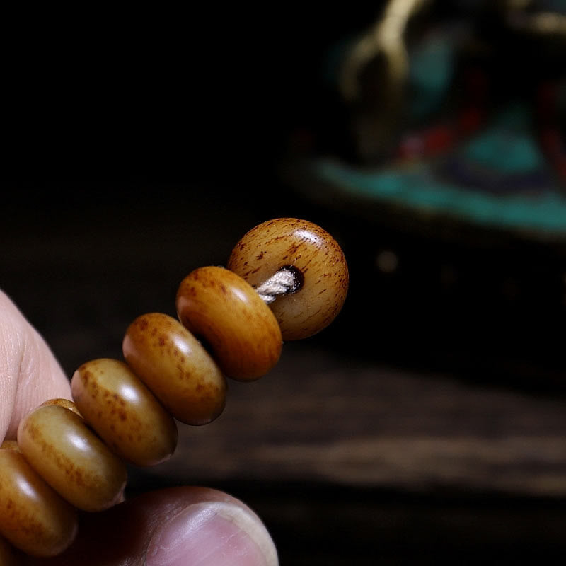 Pulsera tibetana de 108 cuentas Mala de hueso de yak con tres ojos de Dzi y piedras de Buda para alejar los malos espíritus.