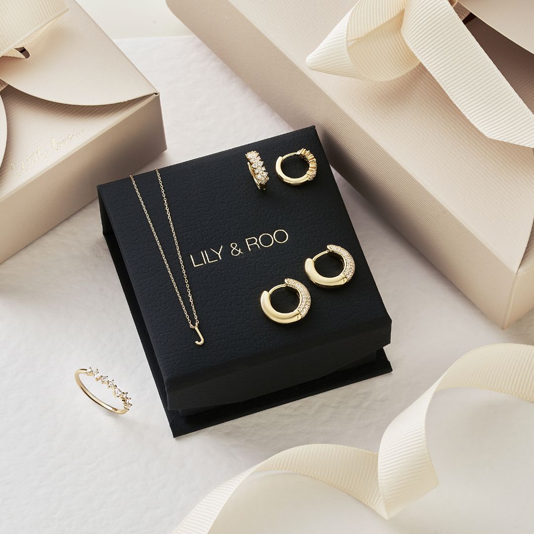 Gold Diamond Style Chunky Cluster Hoop Earrings