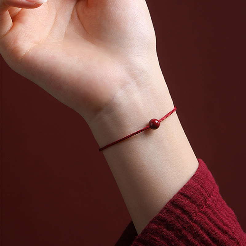 Buddha Stones Natürlicher Zinnoberroter Achat Segen Rotes Armband