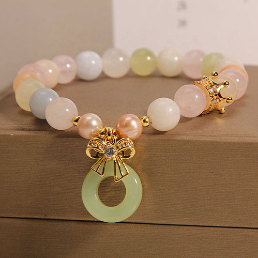 Pulsera de jade con hebilla de paz y morganita de Buddha Stones