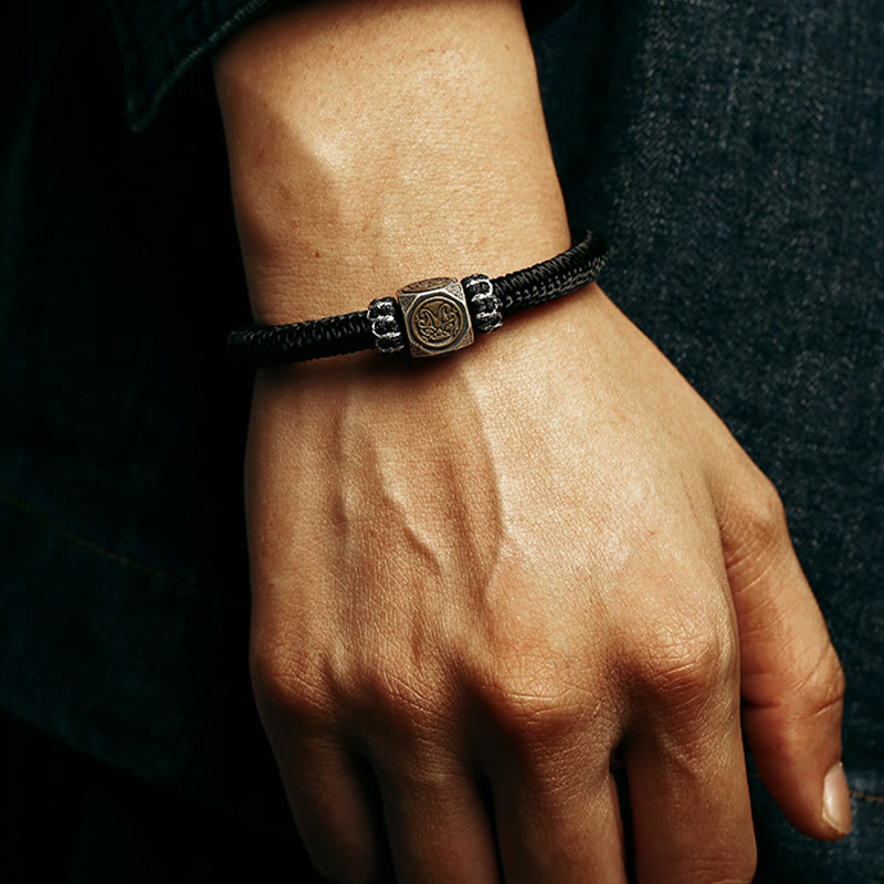 Buddha Stones 925 Sterling Silber Perfekter Knoten King Kong Knoten Glaube Stärke Armband