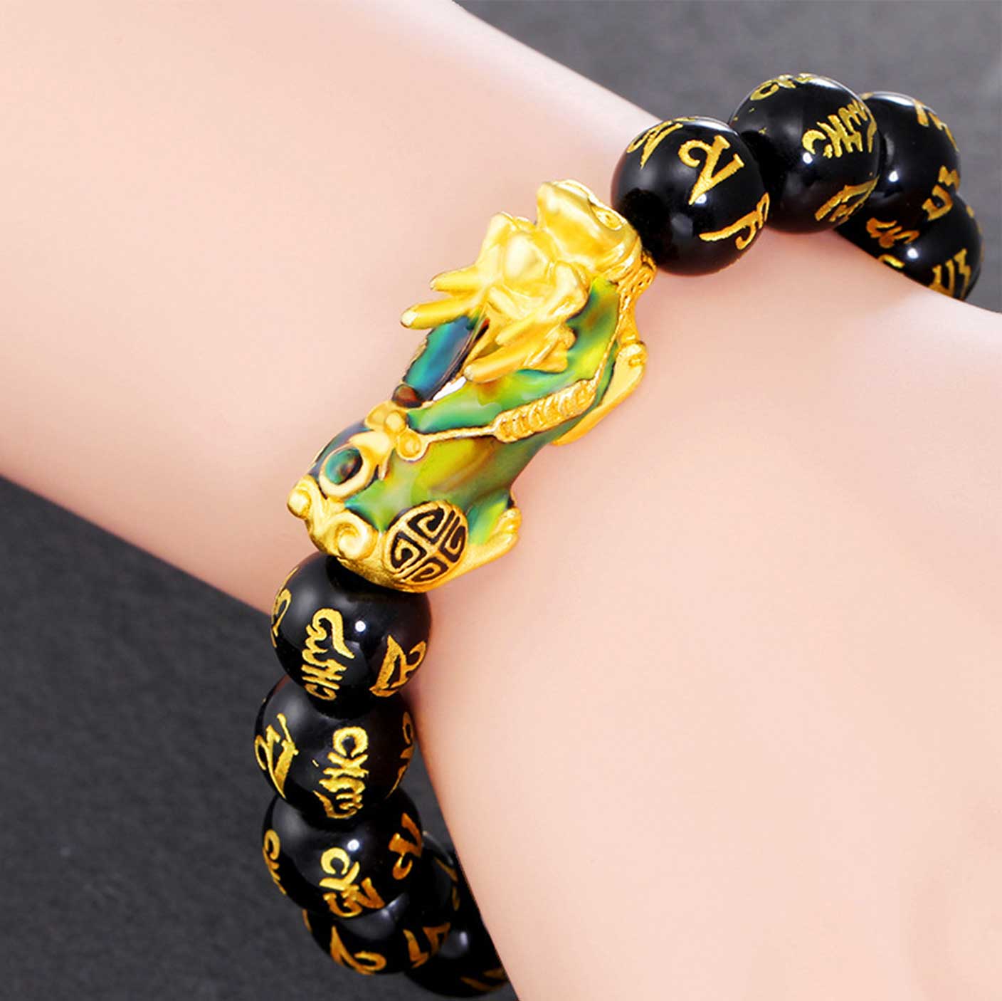 Feng Shui Bracelet Color-Changing Pixiu Obsidian Wealth Bracelet