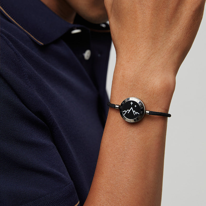 Mountain & Sea Touch Bracelets with Milan Rope (Black+Rose Gold) - Touch Bling