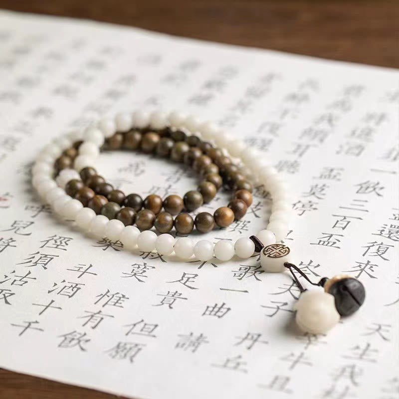 Buddha Stones Natürliches grünes Sandelholz Bodhi Seed Beruhigendes Armband