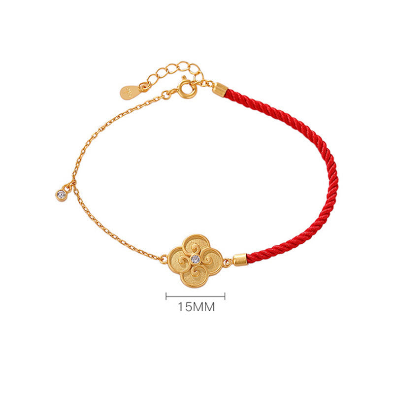Pulsera de la suerte con trébol de cuatro hojas y circonitas de Buddha Stones, bañada en plata de ley 925