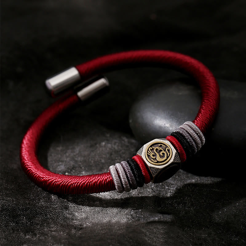 Buddha Stones 925 Sterling Silber Perfekter Knoten King Kong Knoten Glaube Stärke Armband