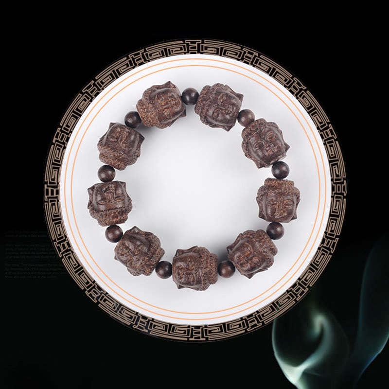 Buddha Stones Adlerholz Buddha geschnitzt Ruhe Armband