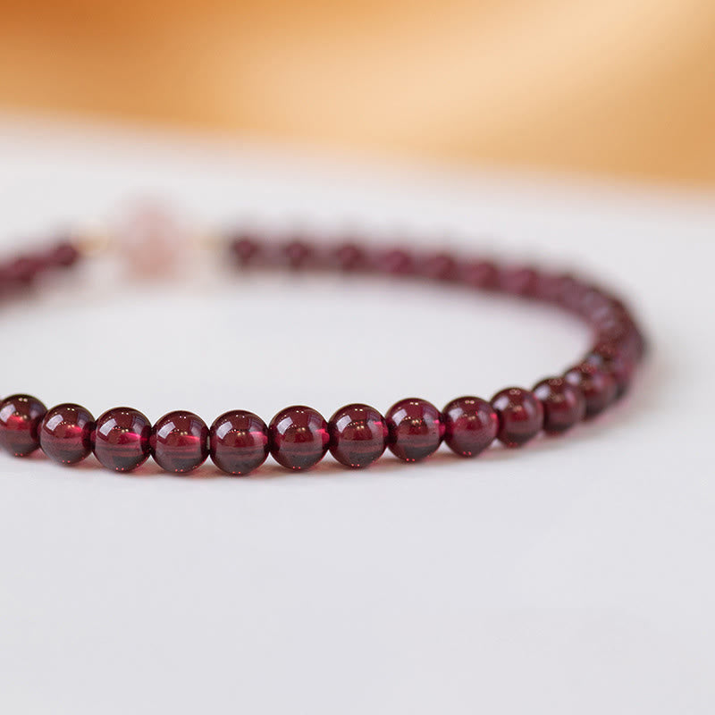Pulsera de piedra de Buda con cuarzo fresa y granate natural