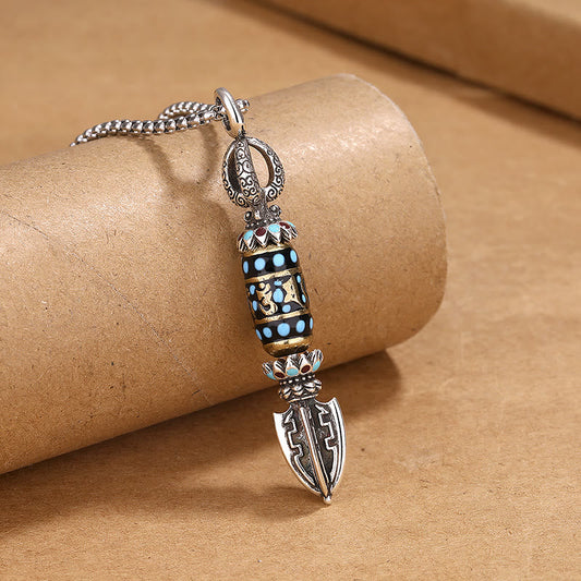 Collar con colgante giratorio de piedras de Buda tibetanas Om Mani Padme Hum para protección de la riqueza