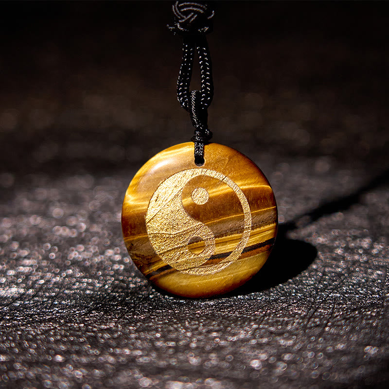 Collar con colgante espiritual Yin Yang, piedras de Buda, varios cristales, amatista, ojo de tigre, aventurina verde