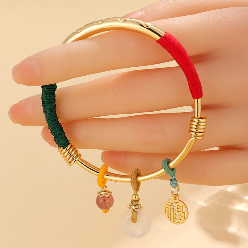 Pulsera de amor con flor de la suerte y hebilla de paz de cristal rosa con piedras de Buda