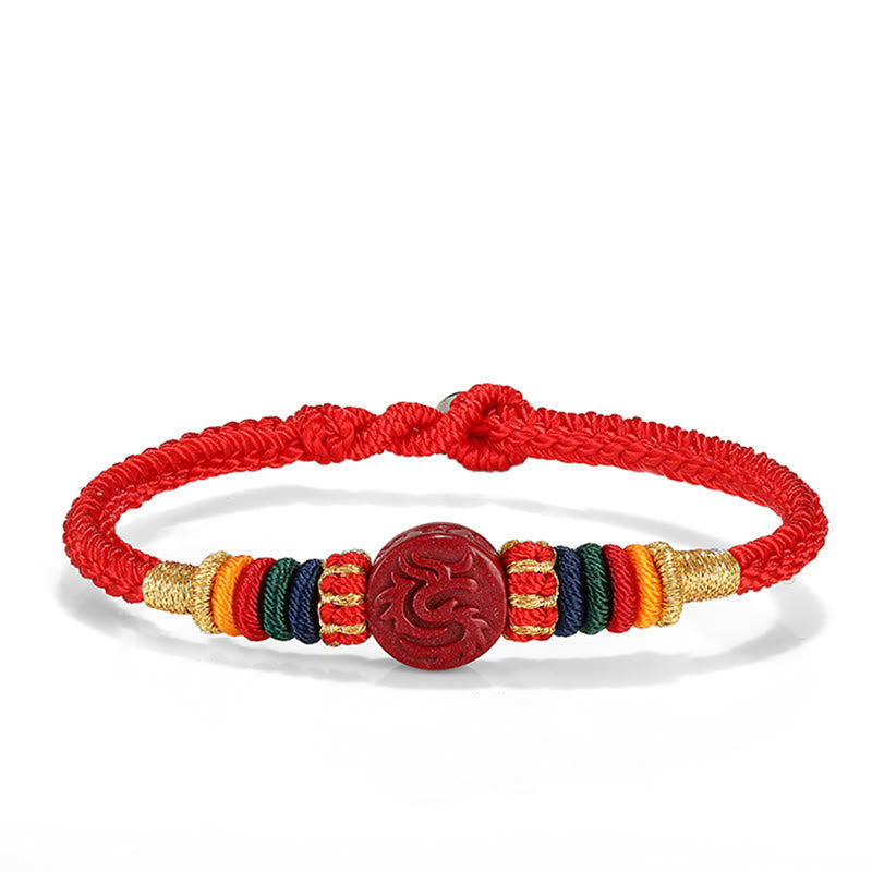 Buddha Stones Year of the Dragon 925 Sterling Silver Chinese Zodiac Cinnabar Auspicious Matches Blessing Bracelet