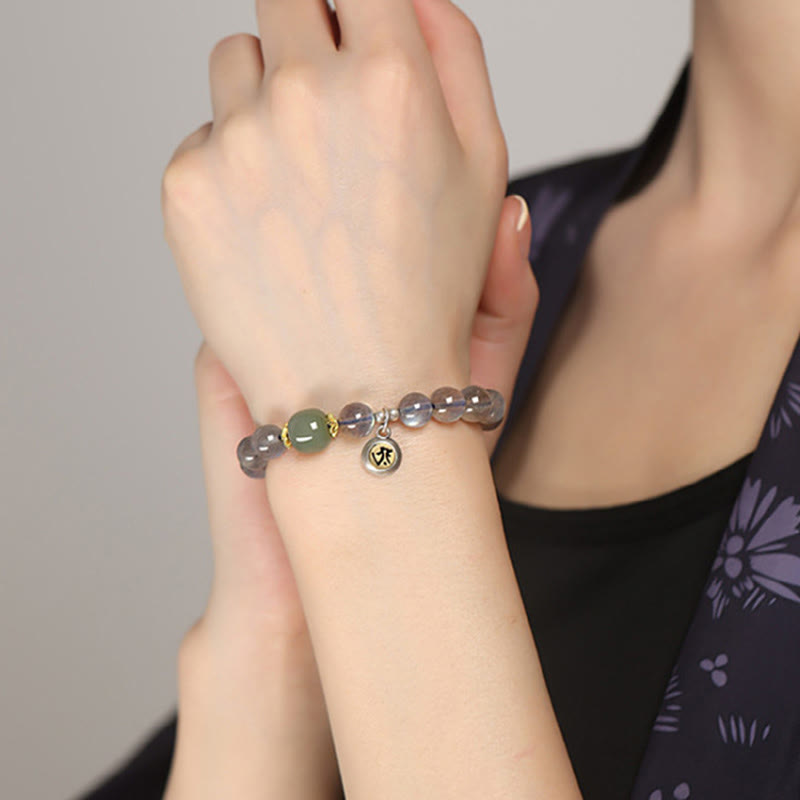 Pulsera positiva de jade hetiano con piedras de Buda del zodíaco chino, plata de ley 925 y piedra lunar natural.