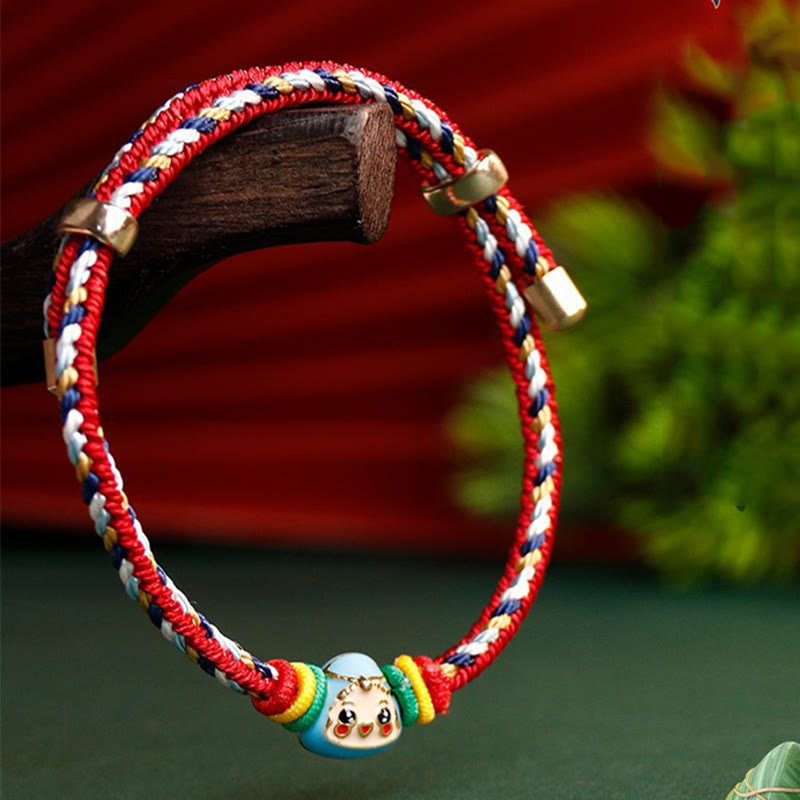 Buddha-Steine, buntes Seil, Zongzi-Muster, Fu-Charakter, Glück, handgefertigtes Armband