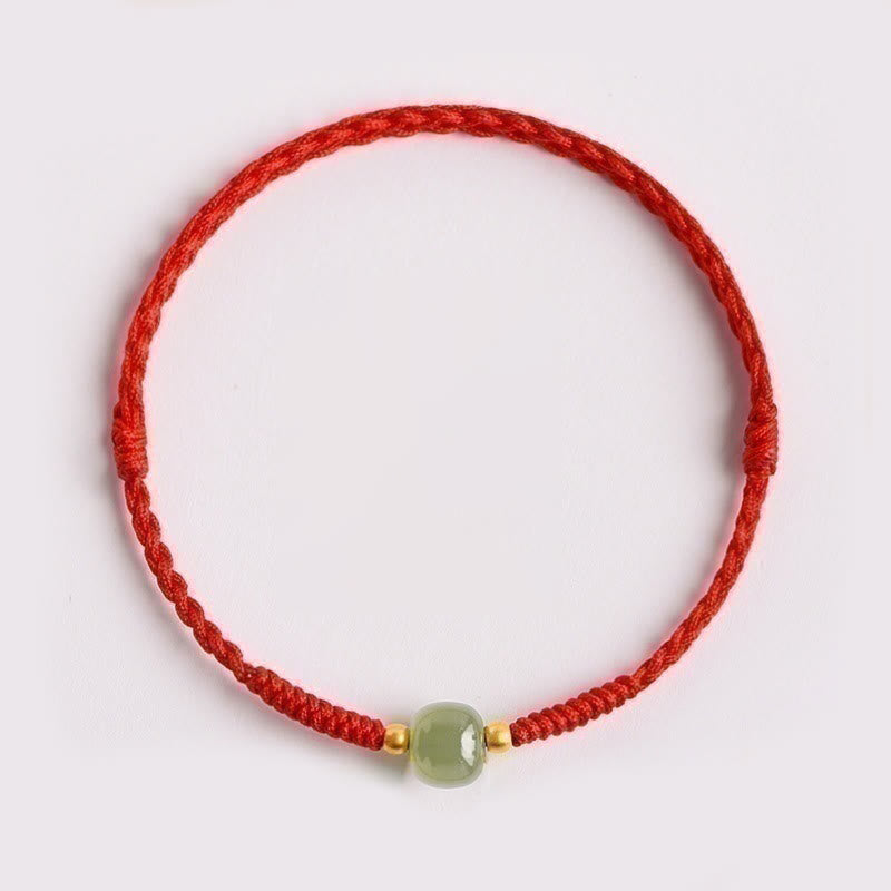 Buddha Stones Handgemachtes Jade Glücksperle Wohlstand Geflochtenes Armband