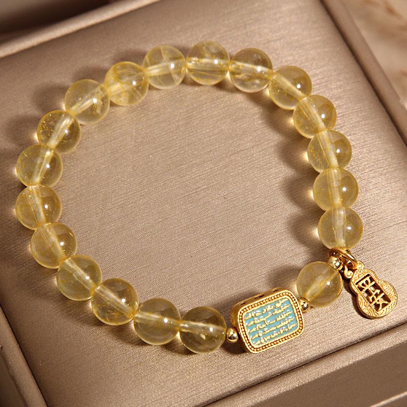 Pulsera de generosidad de las Cinco Escrituras con citrino natural de Buddha Stones