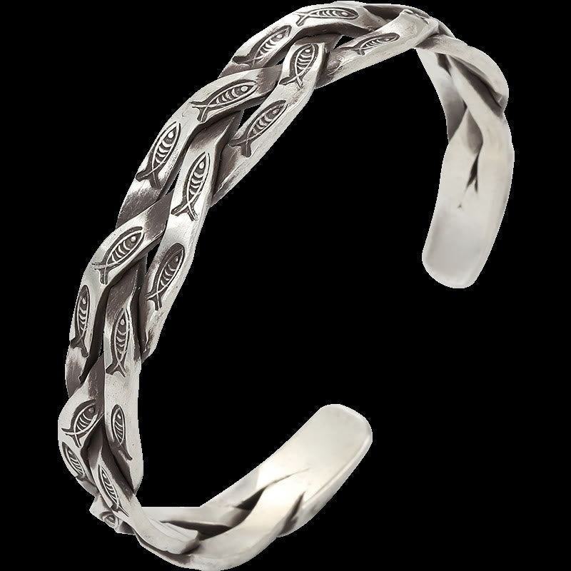 Buddha Steine Koi Fisch Twisted Design Glück Reichtum Manschette Armband Armreif