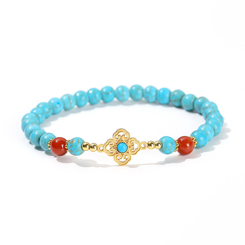 Buddha Stones Türkis Perlen Schutz Balance Armband