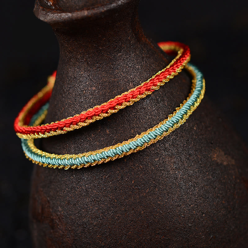 Pulsera de nudo de la paz de ocho hilos hecha a mano con cuerda bicolor de piedras de Buda