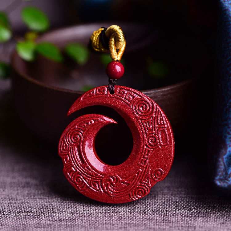 Buddha Stones One's Luck Improves Design Patern Natural Cinnabar Blessing Halskettenanhänger