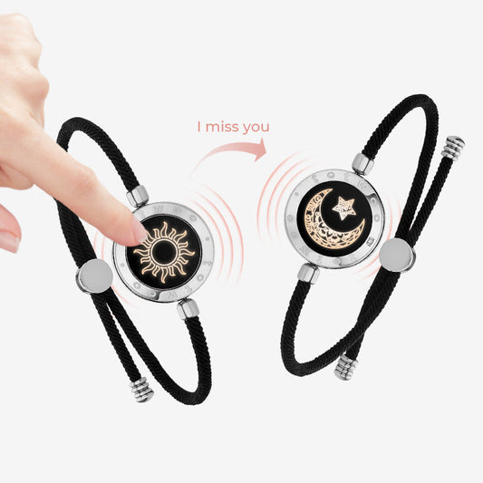 Sun&Moon Touch Bracelets with Milan Rope(Black+Black) - Touch Bling